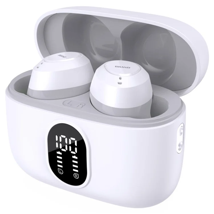 Bulk Purchasing G13-DP TWS Bluetooth-compatible 5.4 Earbuds Bean Shape In-Ear Headphones with Digital Display Charging Case - White