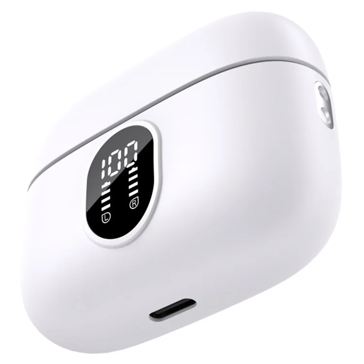 Bulk Purchasing G13-DP TWS Bluetooth-compatible 5.4 Earbuds Bean Shape In-Ear Headphones with Digital Display Charging Case - White