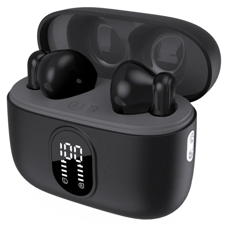 Bulk Purchasing G13-HP Semi-In-Ear Headphones TWS Wireless Bluetooth-compatible Earbuds with Digital Display Charging Case - Black
