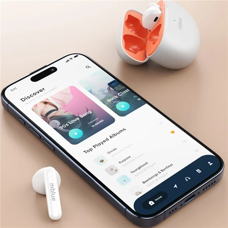 MBLUE AR10 TWS Bluetooth-compatible Earphones Low Latency Wireless Sports Music Headset - White