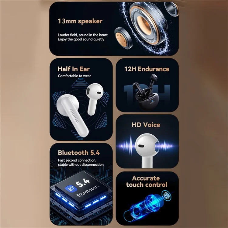 MBLUE AR10 TWS Bluetooth-compatible Earphones Low Latency Wireless Sports Music Headset - White