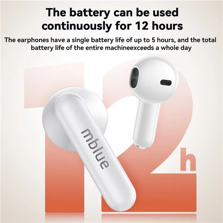 MBLUE AR10 TWS Bluetooth-compatible Earphones Low Latency Wireless Sports Music Headset - White