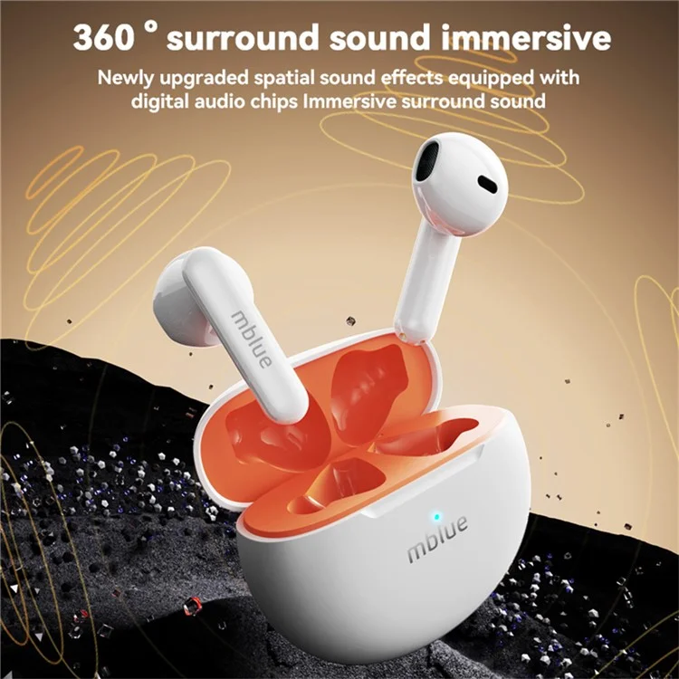 MBLUE AR10 TWS Bluetooth-compatible Earphones Low Latency Wireless Sports Music Headset - White