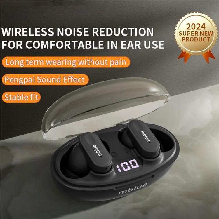 MBLUE AR01 TWS Auriculares Bluetooth 5.4 Auriculares Inalámbricos de Baja Latencia Música Llamadas Auriculares In-Ear - Negro