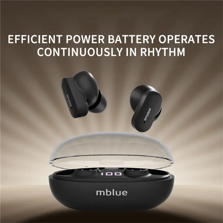 MBLUE AR01 TWS Auriculares Bluetooth 5.4 Auriculares Inalámbricos de Baja Latencia Música Llamadas Auriculares In-Ear - Negro