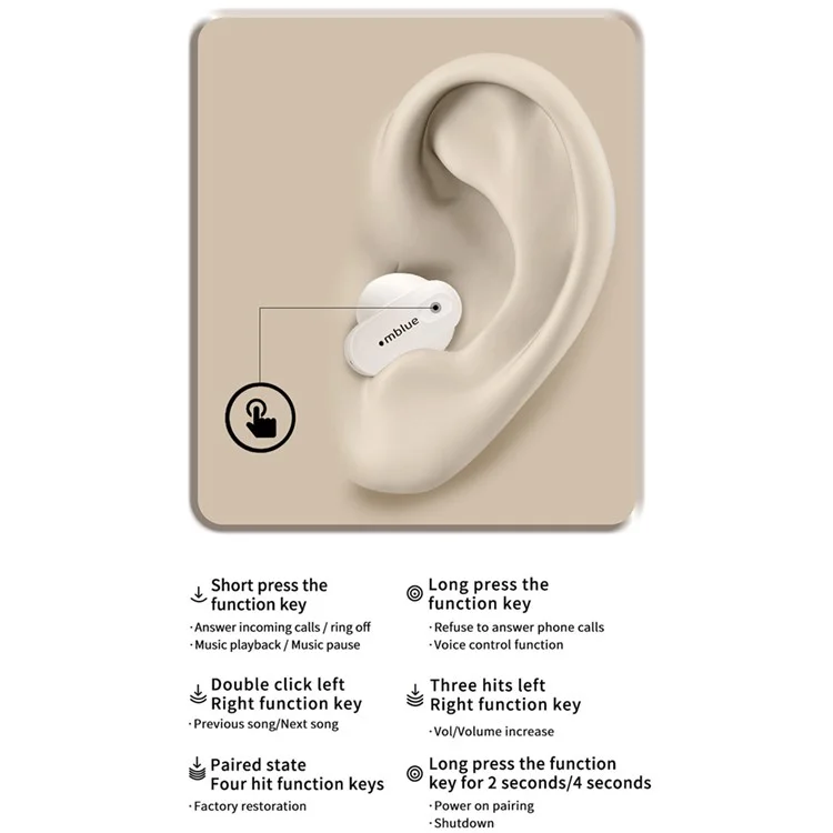 MBLUE AR01 TWS Auriculares Bluetooth 5.4 Auriculares Inalámbricos de Baja Latencia Música Llamadas Auriculares In-Ear - Negro
