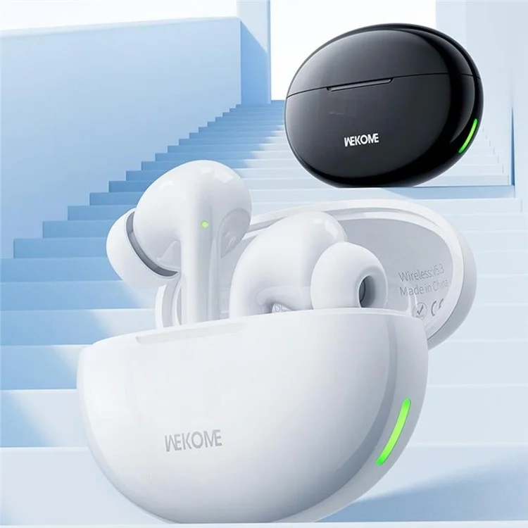 WEKOME WS-16 Bluetooth-compatible Headset Wireless Headphone Pebble Stone Sports Earphone with Charging Case - White