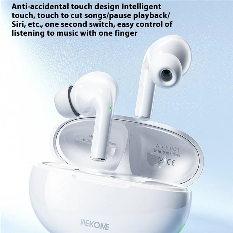 WEKOME WS-16 Bluetooth-compatible Headset Wireless Headphone Pebble Stone Sports Earphone with Charging Case - White