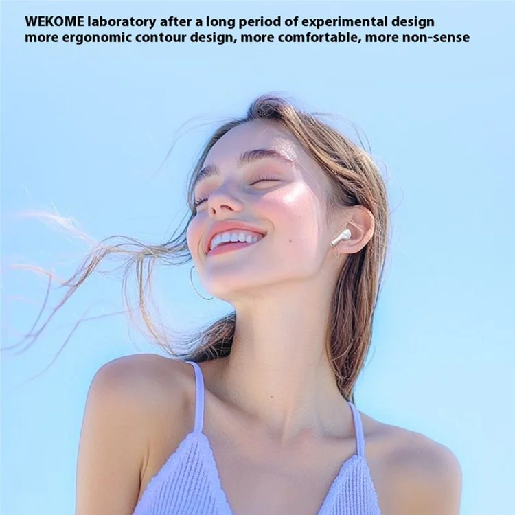 WEKOME WS-16 Bluetooth-compatible Headset Wireless Headphone Pebble Stone Sports Earphone with Charging Case - White