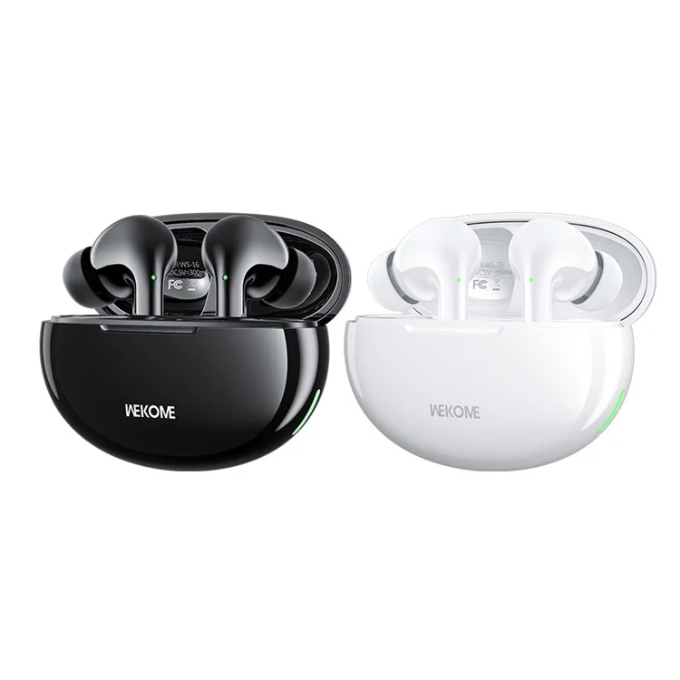 WEKOME WS-16 Bluetooth-compatible Headset Wireless Headphone Pebble Stone Sports Earphone with Charging Case - White