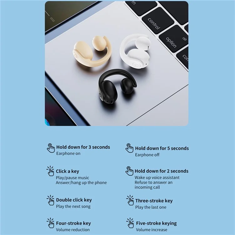 GD11 Bluetooth-compatible 5.4 Headset Clip Design Wireless Sport Music Earphone (CE Certified) - White