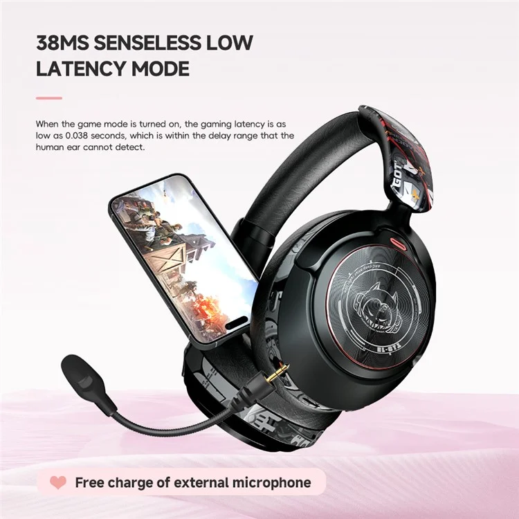 EL-GT1 Wireless Stereo Bluetooth-compatible Headphone Over-Ear ANC Gaming Music Headset - Black