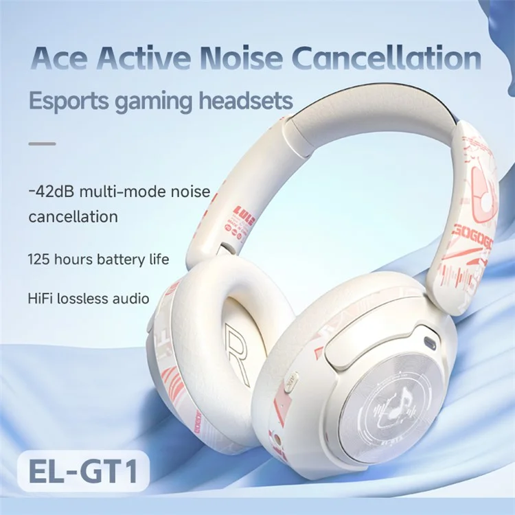 EL-GT1 Wireless Stereo Bluetooth-compatible Headphone Over-Ear ANC Gaming Music Headset - Black