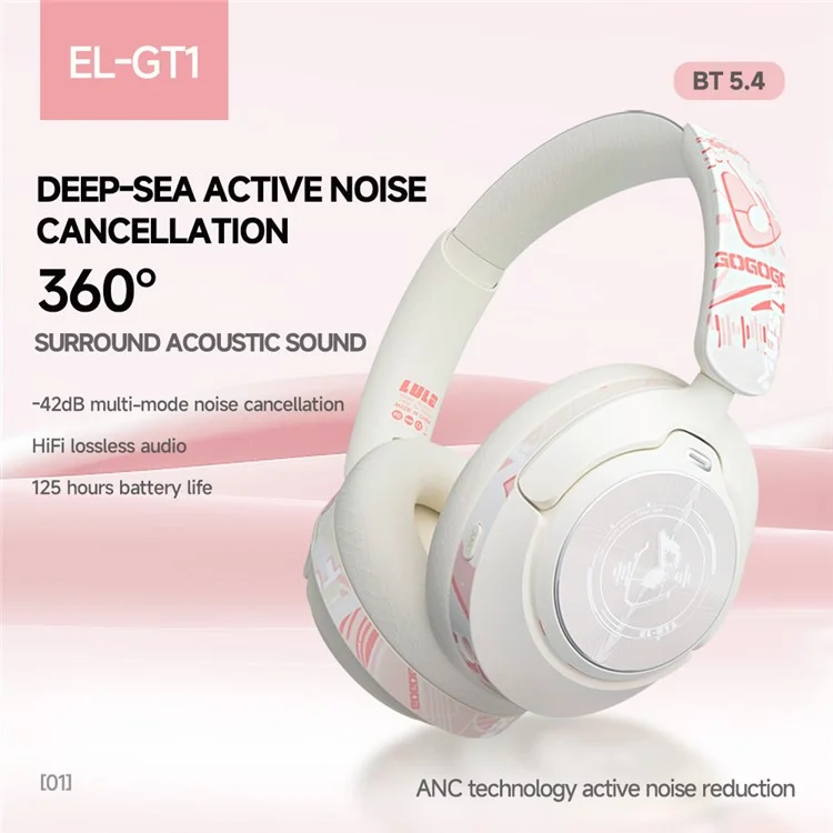 EL-GT1 Wireless Stereo Bluetooth-compatible Headphone Over-Ear ANC Gaming Music Headset - Black