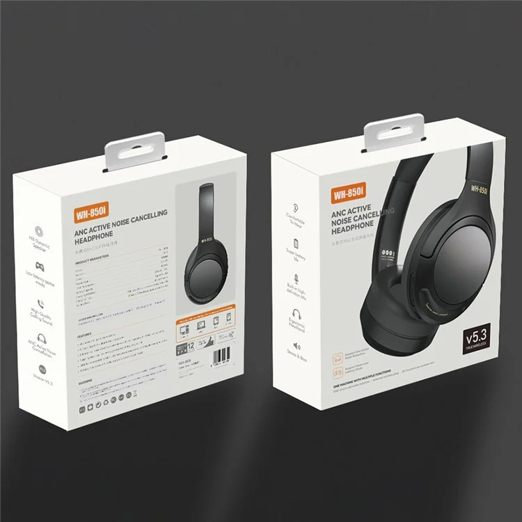 WH-850i Wireless ANC Heavy Bass Headphone Over-Ear Bluetooth-compatible Gaming Music Headset - Black