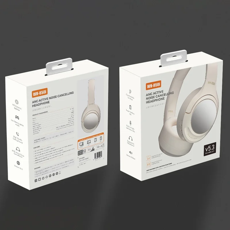 WH-850i Wireless ANC Heavy Bass Headphone Over-Ear Bluetooth-compatible Gaming Music Headset - White