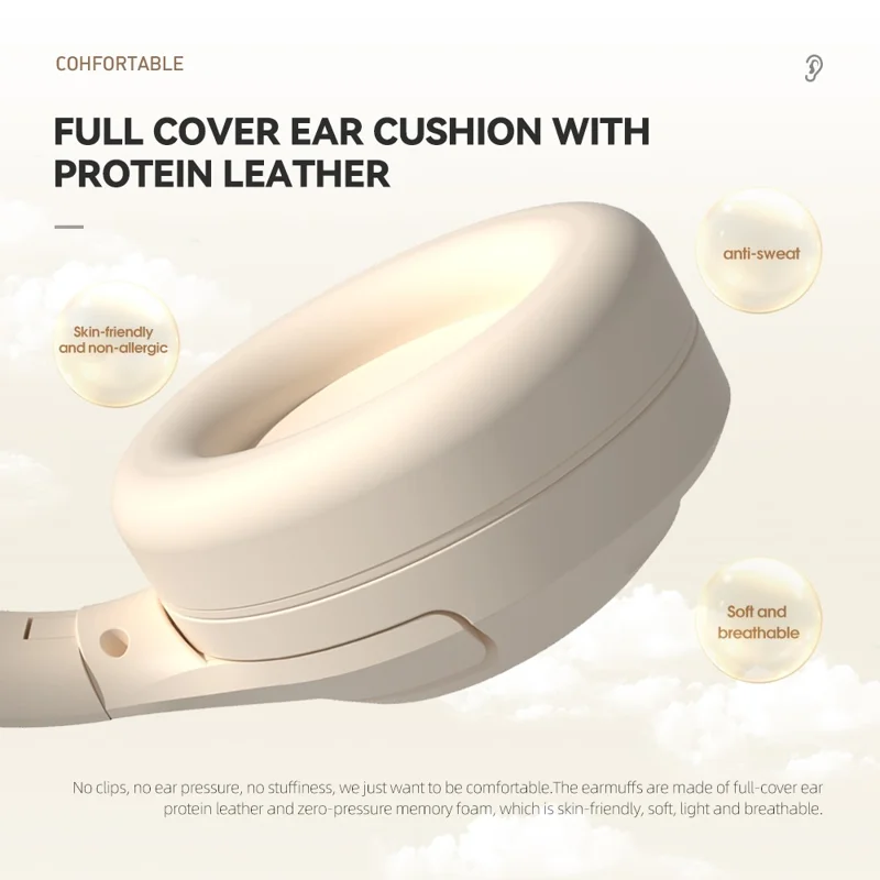 WH-850i Wireless ANC Heavy Bass Headphone Over-Ear Bluetooth-compatible Gaming Music Headset - White