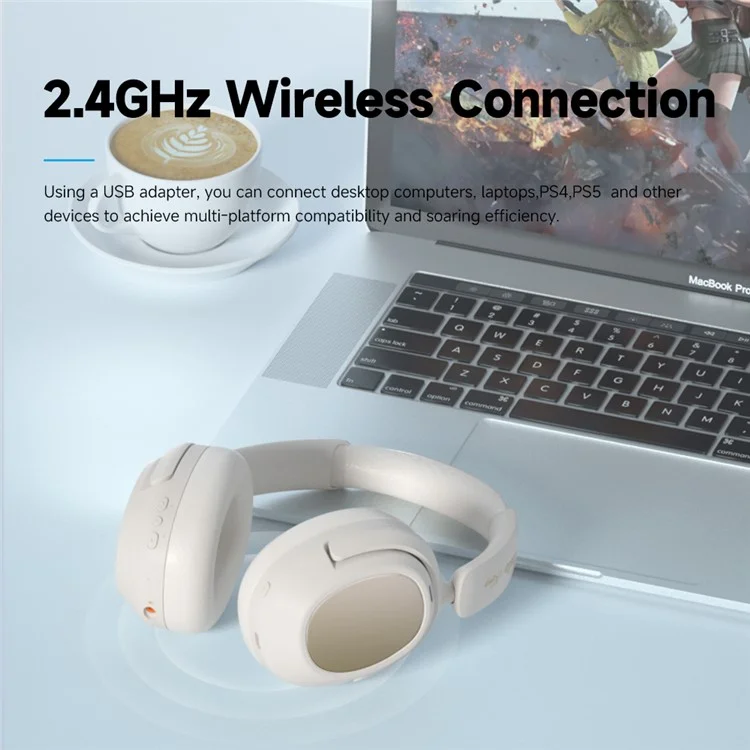LULE King 2.4G Wireless Bluetooth-compatible Stereo Headphone Over-Ear Noise Reduction Gaming Music Headset - White