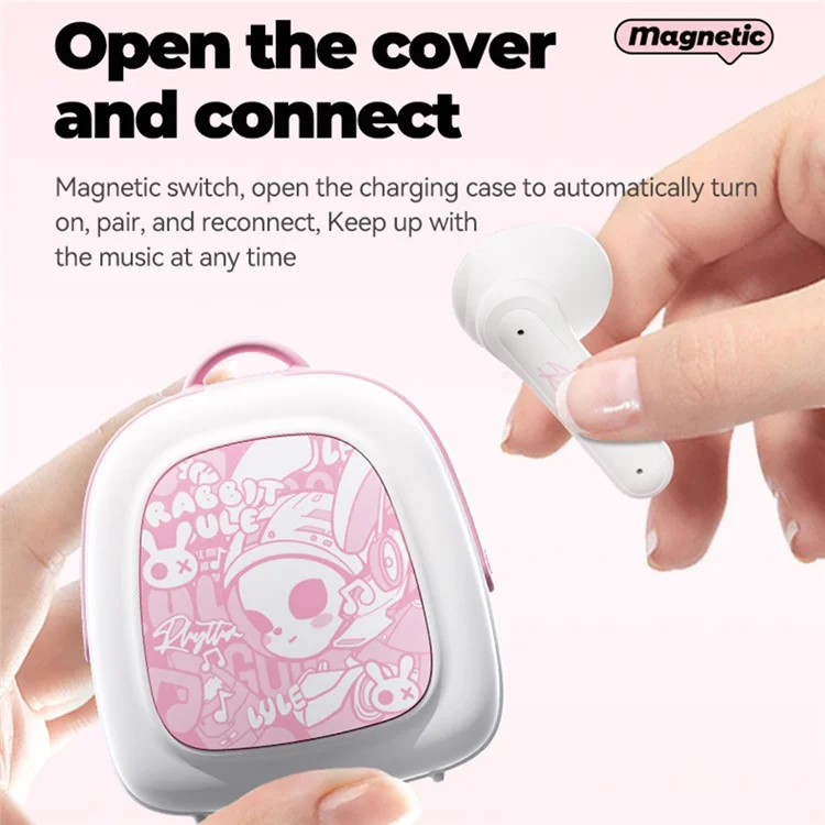 GS-T1 TWS Bluetooth-compatible 5.4 Earphones Creative Backpack Charging Box Wireless Music Headset - Pink
