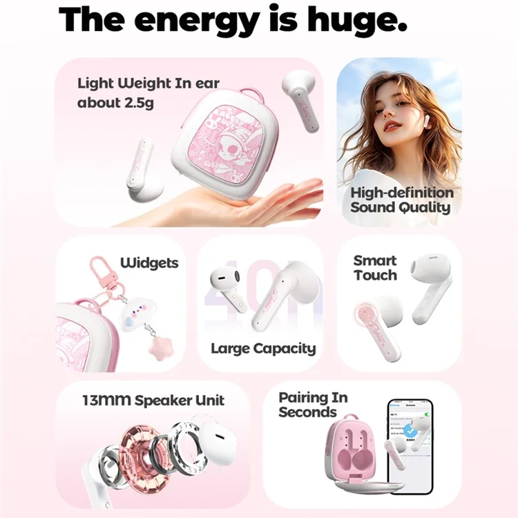 GS-T1 TWS Bluetooth-compatible 5.4 Earphones Creative Backpack Charging Box Wireless Music Headset - Sky Blue