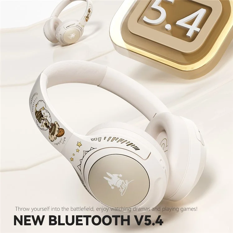 Casque sans fil EL-GT2 ANC avec suppression du bruit, Bluetooth, circum-auriculaire pour le jeu et la musique - Blanc