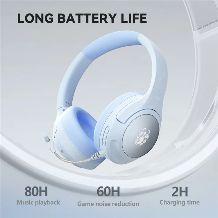 Casque sans fil EL-GT2 ANC avec suppression du bruit, Bluetooth, circum-auriculaire pour le jeu et la musique - Blanc