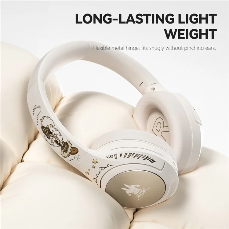 Casque sans fil EL-GT2 ANC avec suppression du bruit, Bluetooth, circum-auriculaire pour le jeu et la musique - Blanc