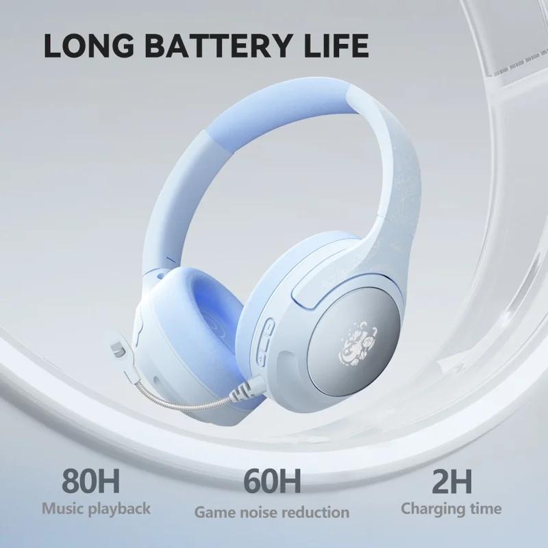 EL-GT2 ANC Noise Cancellation Bluetooth-compatible Headphone Wireless Over-Ear Gaming Music Headset - Blue