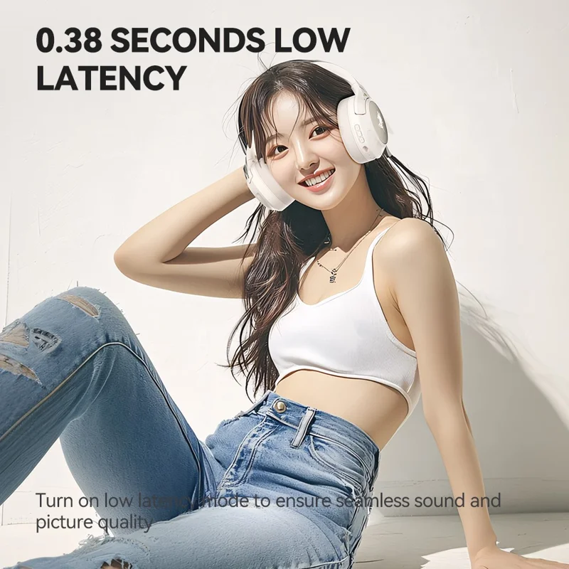 EL-GT2 ANC Noise Cancellation Bluetooth-compatible Headphone Wireless Over-Ear Gaming Music Headset - Blue