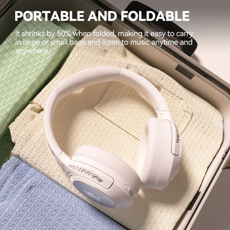 EL-GT2 ANC Noise Cancellation Bluetooth-compatible Headphone Wireless Over-Ear Gaming Music Headset - Blue