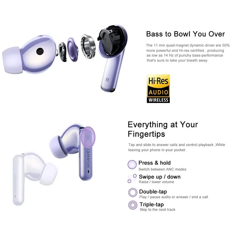 Huawei Freebuds 6i TWS Bluetooth In-ear-ohrhörer Anc Noise Cancellation Wireless Musik Headset - Lila