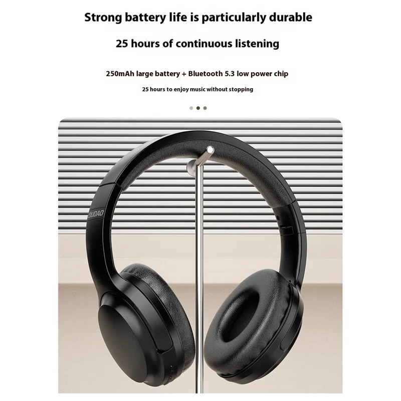 DUDAO X22Pro Bluetooth-compatible Headphones Noise Reduction Foldable HiFi Stereo Wireless Headset - Black