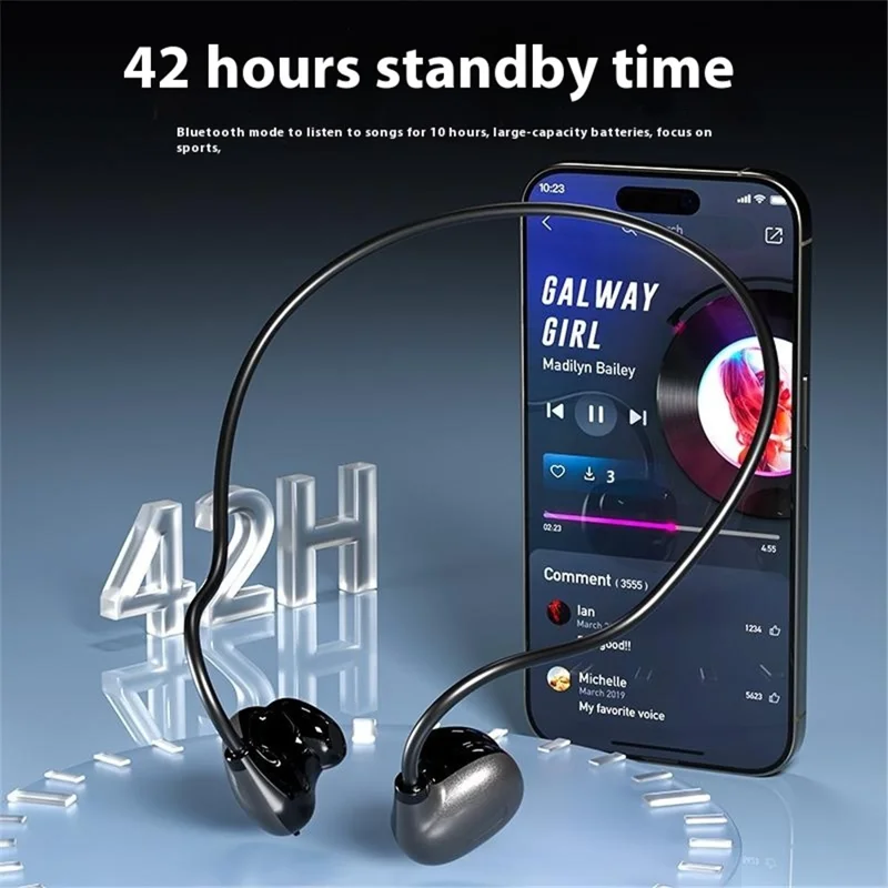AKZ-G13 Bone Conduction Wireless Sport Earphones Bluetooth-compatible 5.3 Fingerprint Touch Headphones - Black