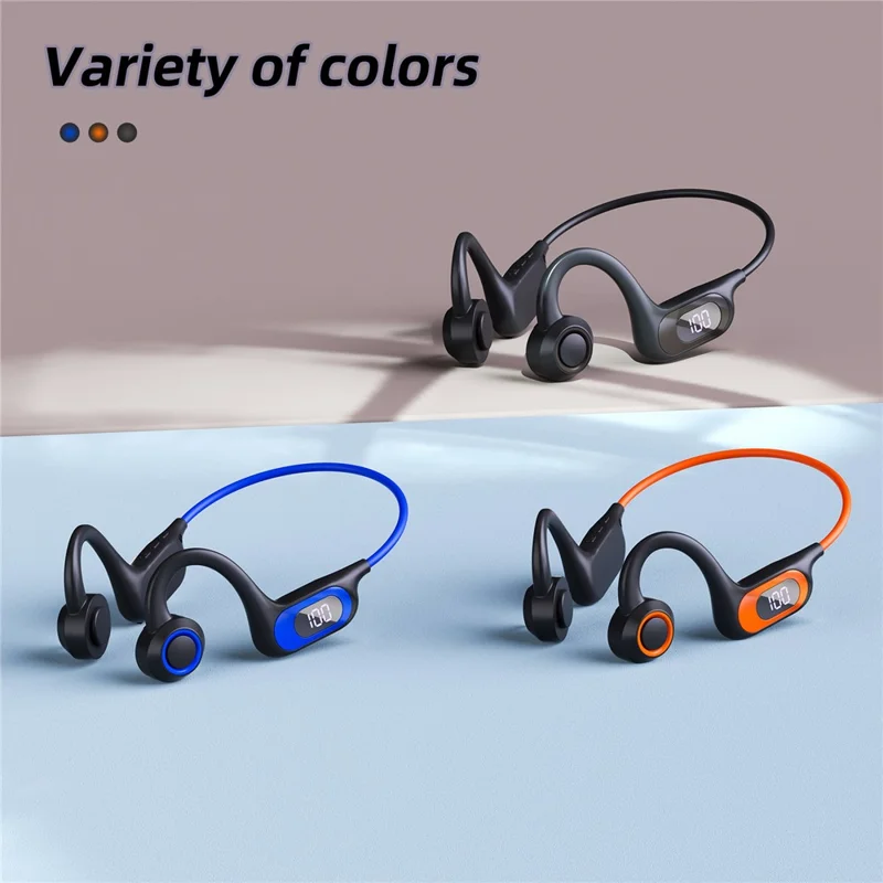 AKZ-G3 Bendable Bone Conduction Earphones Wireless Bluetooth-compatible Headphones with Power Display - Black