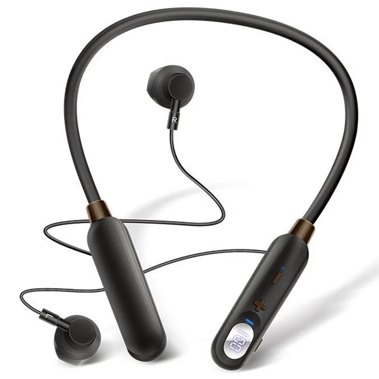 AKZ-R18 ENC Noise Canceling Bluetooth-compatible Headphones Power Display Sports Wireless Earphones - Black