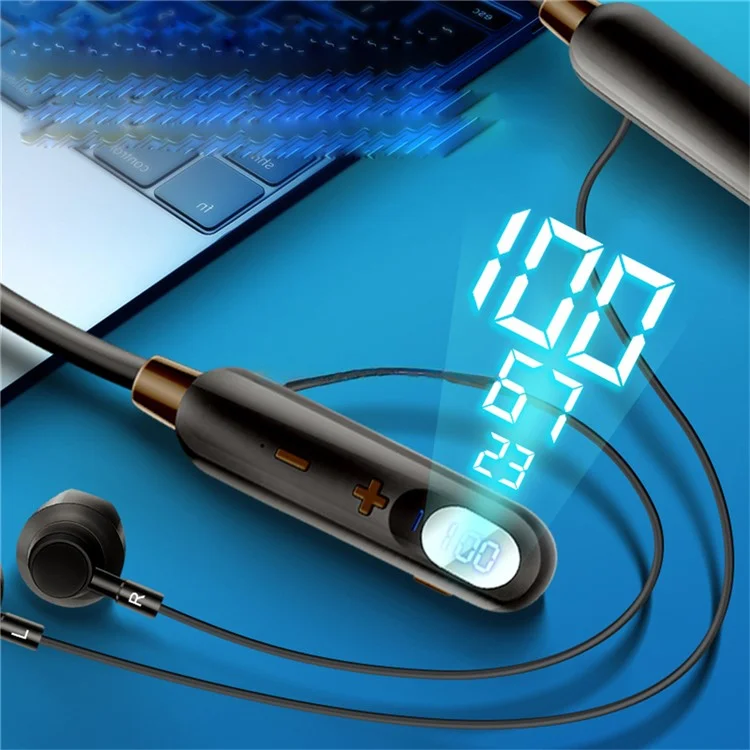 AKZ-R18 ENC Noise Canceling Bluetooth-compatible Headphones Power Display Sports Wireless Earphones - Black