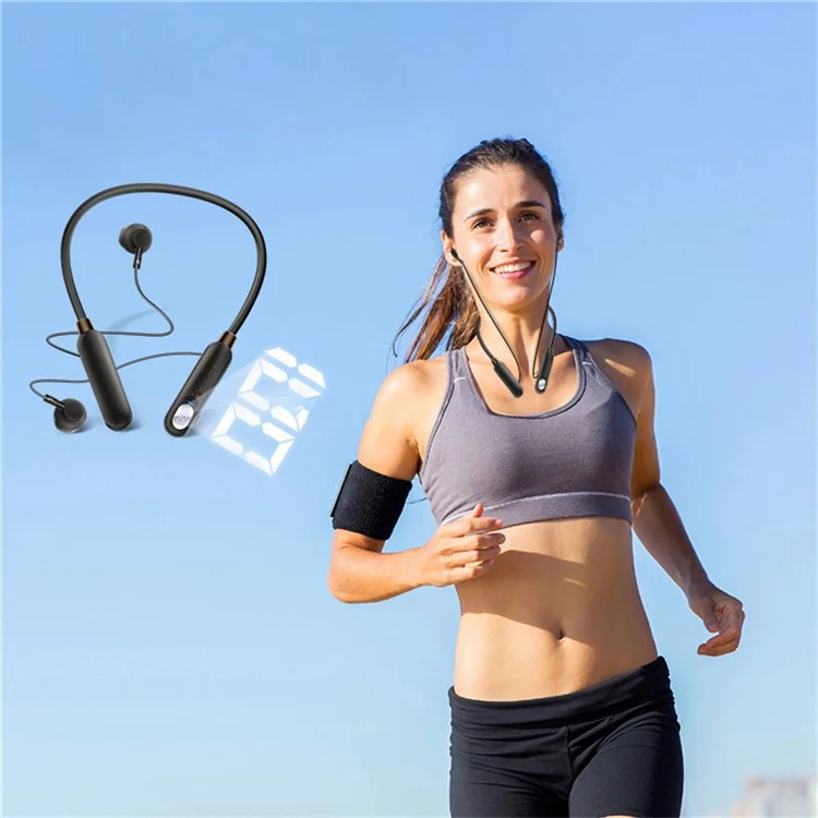 AKZ-R18 ENC Noise Canceling Bluetooth-compatible Headphones Power Display Sports Wireless Earphones - Black