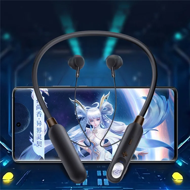 AKZ-R18 ENC Noise Canceling Bluetooth-compatible Headphones Power Display Sports Wireless Earphones - Black