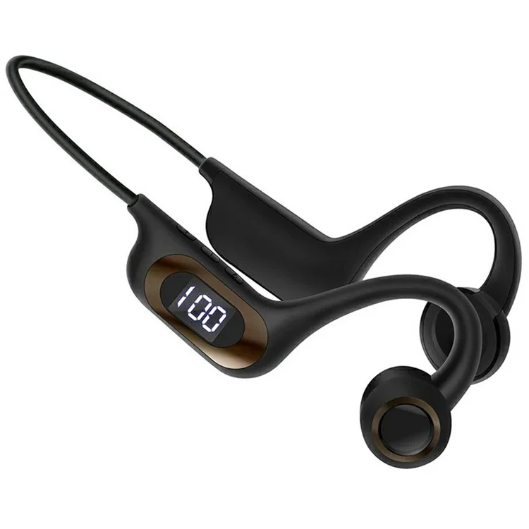 AKZ-G9 Bone Conduction Graffiti Bluetooth-compatible Neckband Headphone Digital Display Headset - Black