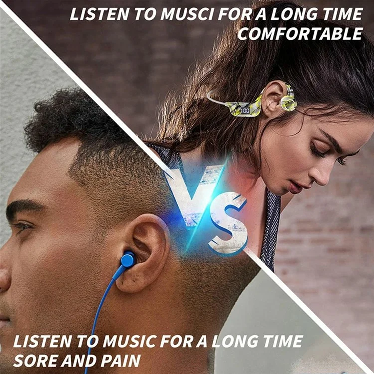 AKZ-G9 Bone Conduction Graffiti Bluetooth-compatible Neckband Headphone Digital Display Headset - Black