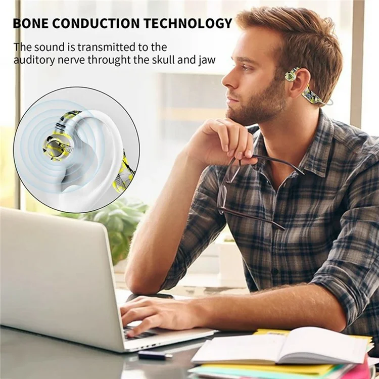 AKZ-G9 Bone Conduction Graffiti Bluetooth-compatible Neckband Headphone Digital Display Headset - Black