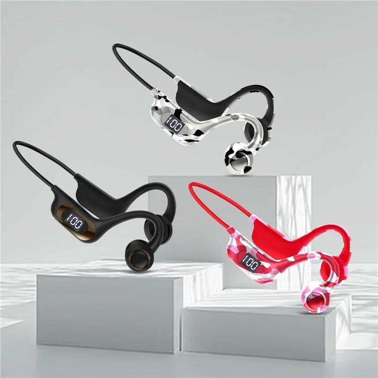 AKZ-G6 Bluetooth 5.3 Hi-Fi-Sound-Ohrhörer mit offenem Ohr und Knochenschall-Kopfhörern mit LED-Anzeige - Armeegrün
