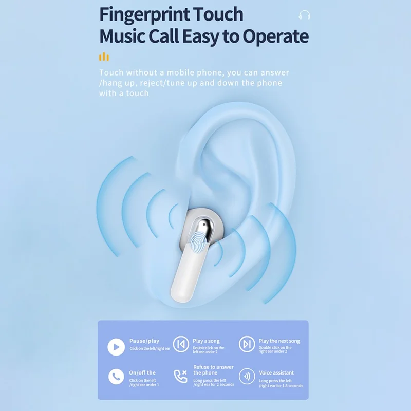 YW15 TWS Bluetooth-compatible In-Ear Earphones ANC ENC Noise Reduction Wireless Music Gaming Headset - White