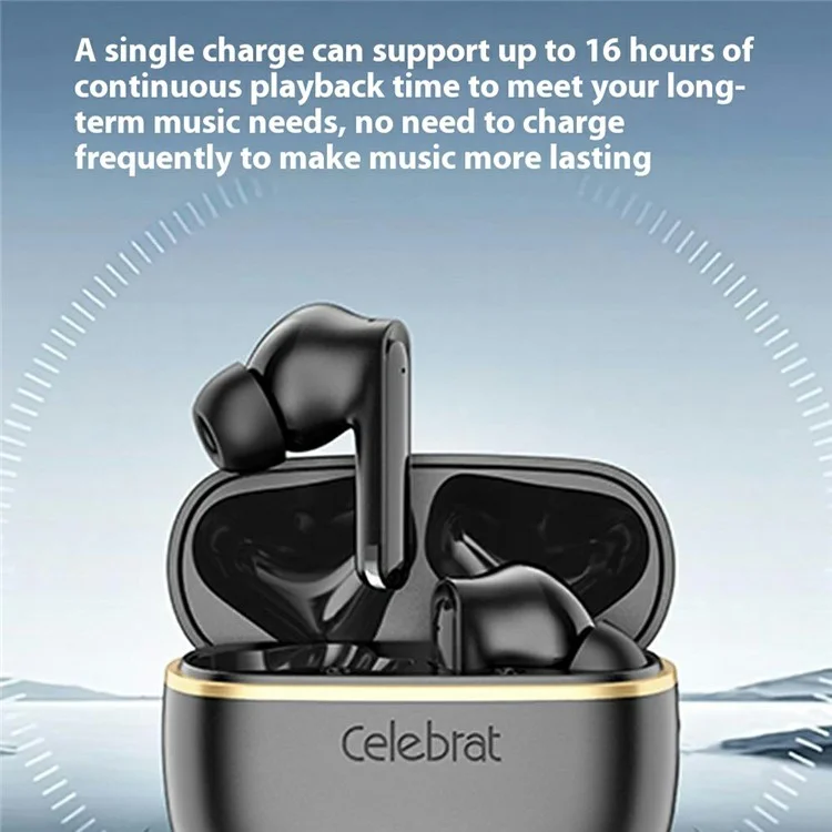 CELEBRAT WD03 TWS Earphones Bluetooth-compatible 5.3 In-Ear Noise Reduction Earbuds - Black