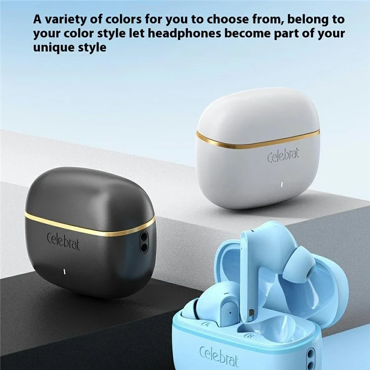 CELEBRAT WD03 TWS Earphones Bluetooth-compatible 5.3 In-Ear Noise Reduction Earbuds - Black