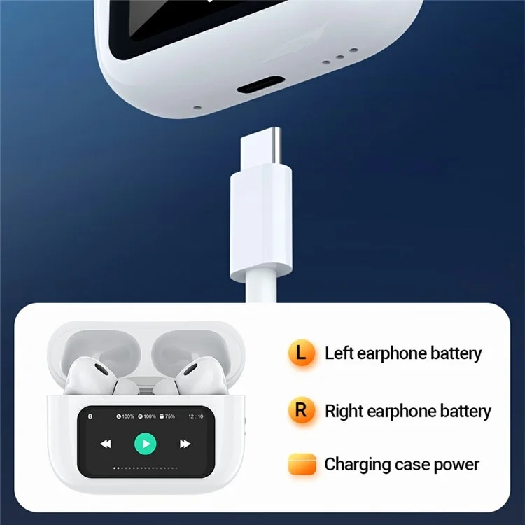 CELEBRAT W63 TWS Bluetooth-Ohrhörer mit Touchscreen-Ladeetui, ANC, kabelloser Musikwiedergabe