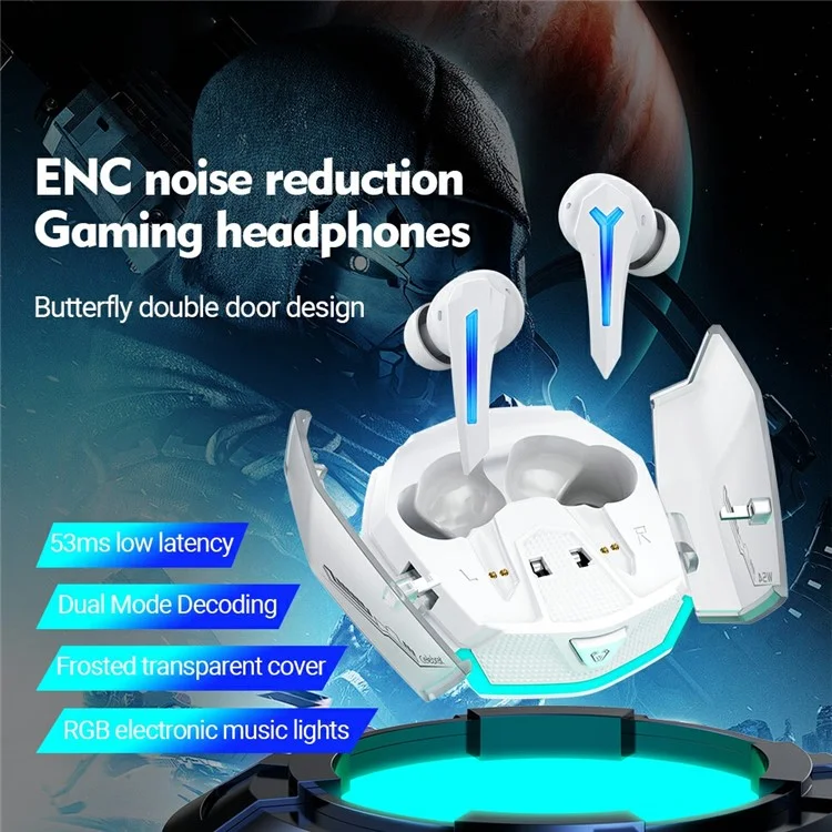 CELEBRAT W54 TWS Bluetooth-compatible Earphones In-Ear Wireless Music Gaming Headset - White