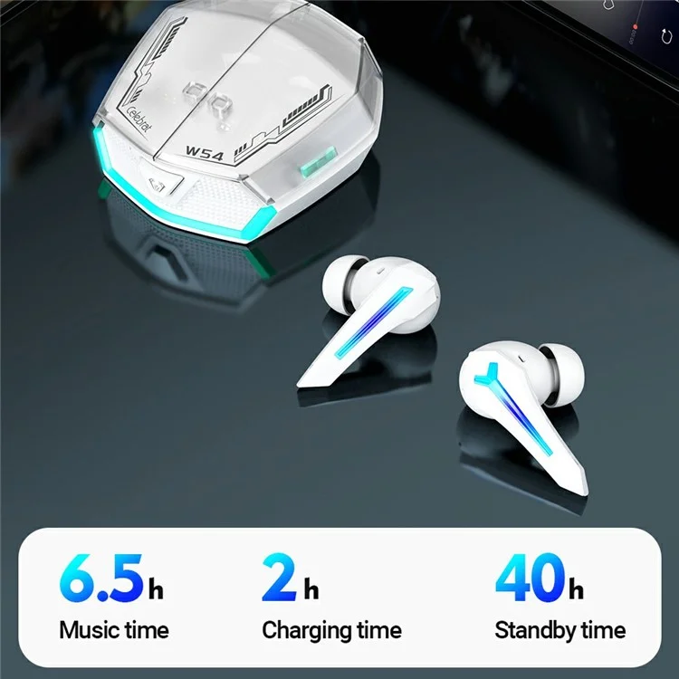 CELEBRAT W54 TWS Bluetooth-compatible Earphones In-Ear Wireless Music Gaming Headset - White