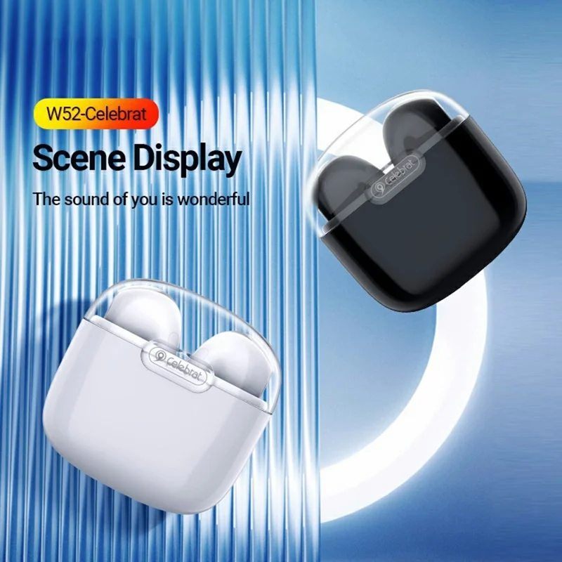 CELEBRAT W52 TWS Wireless Earbuds Bluetooth-compatible 5.0 In-Ear Headphones Touch Control - White