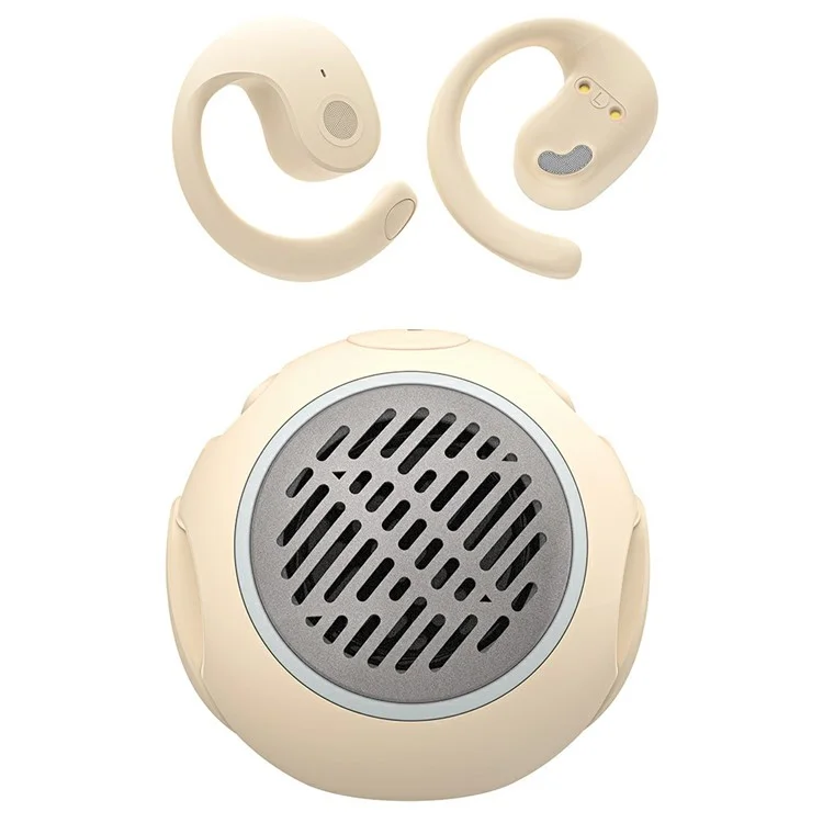 JM13 Pro 2-in-1 Portable Wireless Bluetooth-compatible Speaker Ear Hook Music Headset - Nude